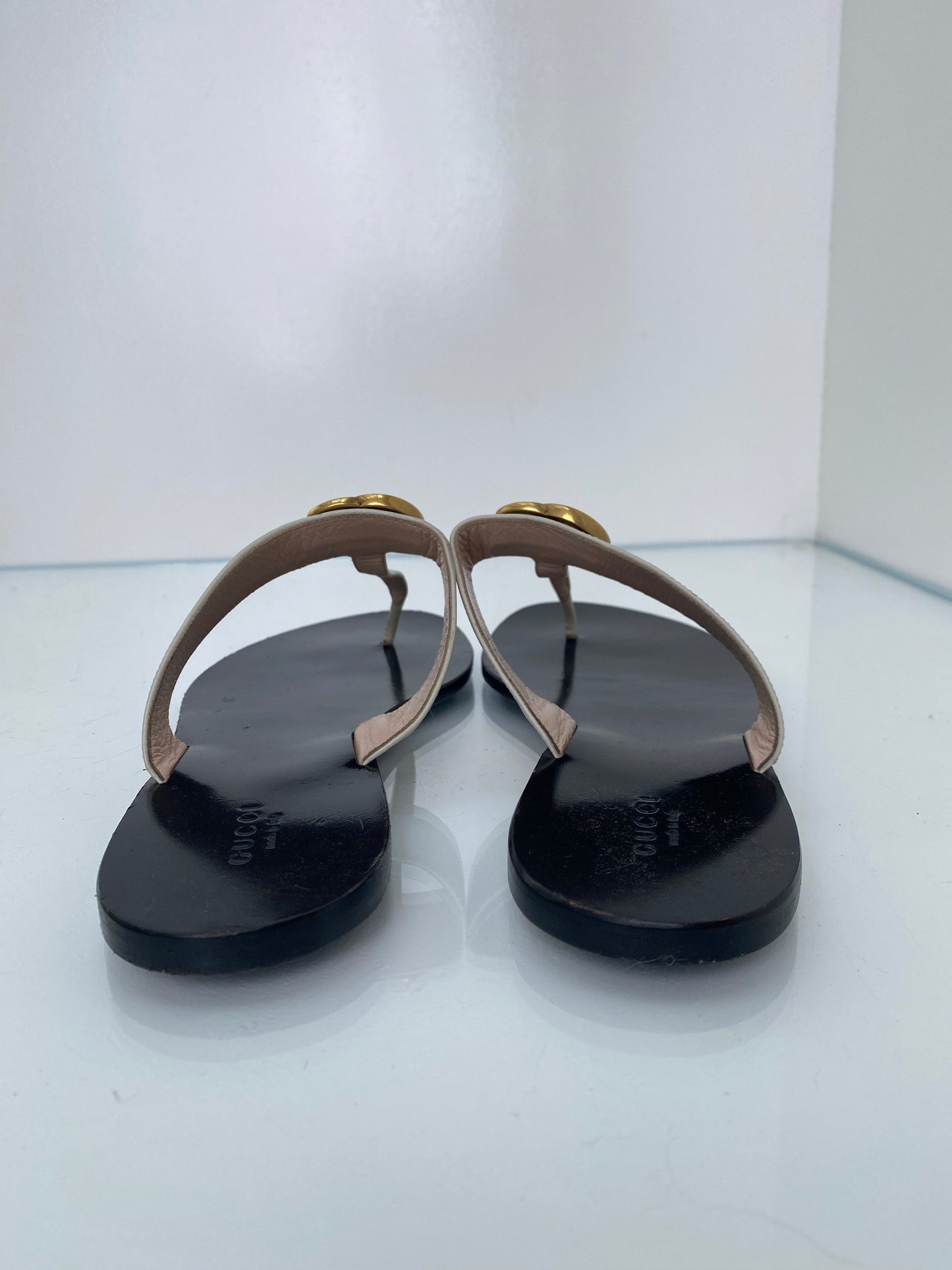 Gucci White Marmont Sandals, 40.5