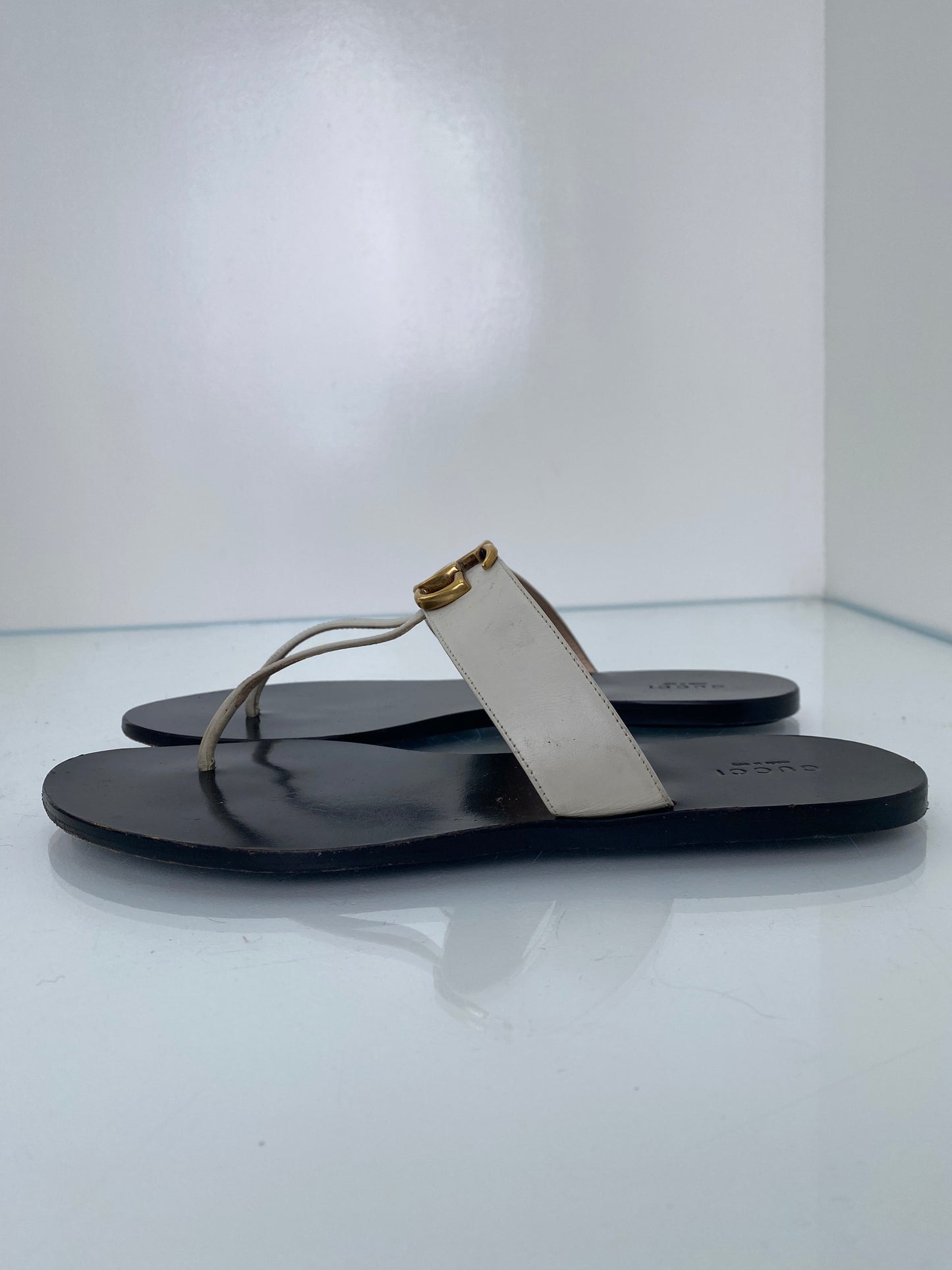 Gucci White Marmont Sandals, 40.5