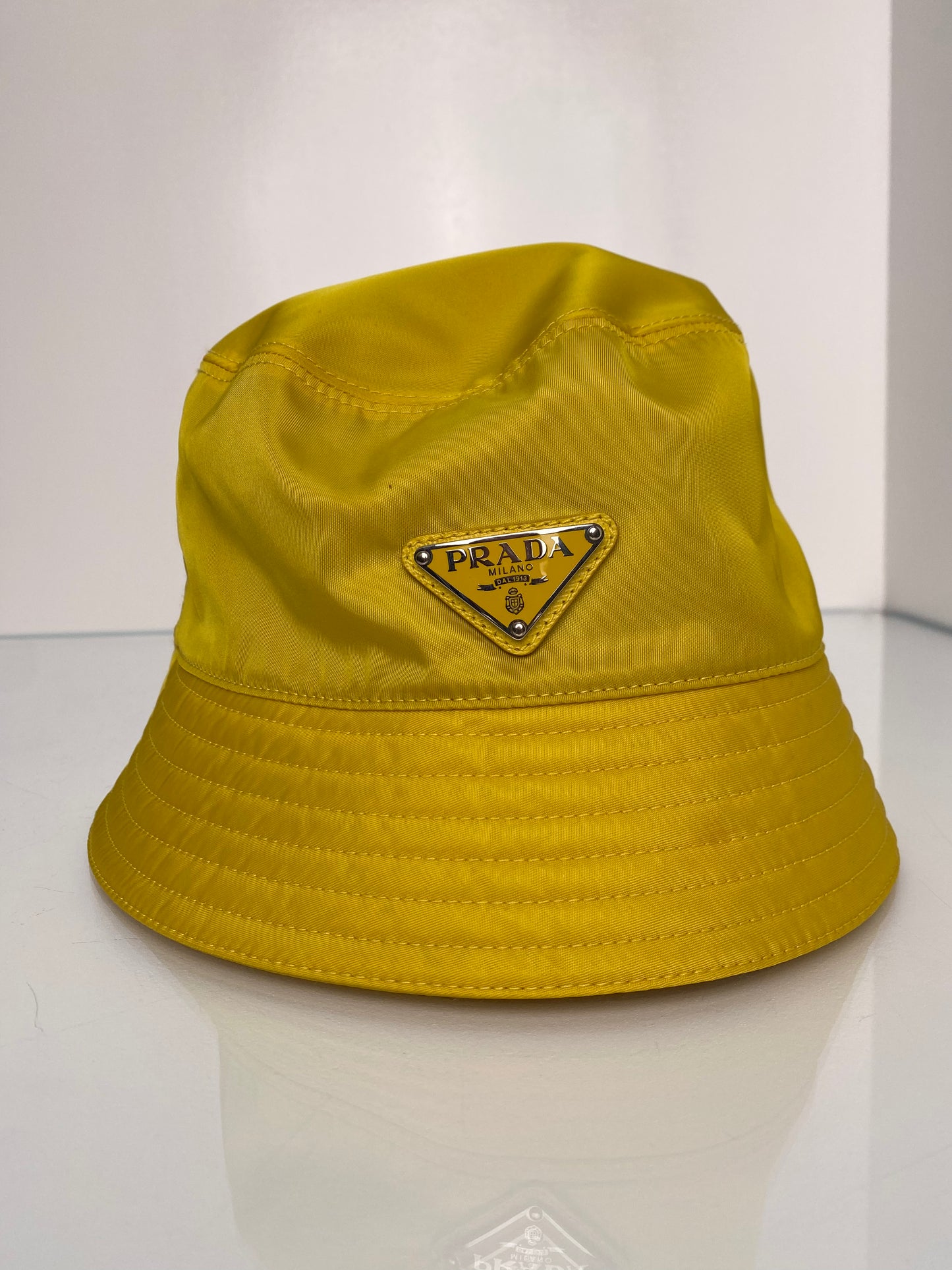 Prada Yellow Renylon Bucket Hat, L