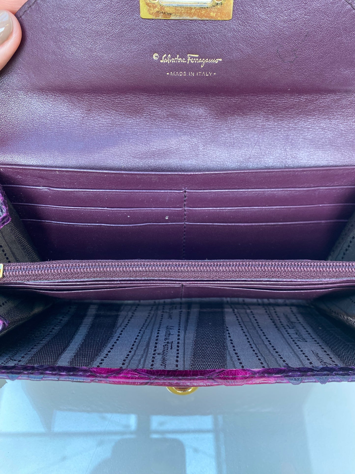 Ferragamo Pink & Purple Python Wallet