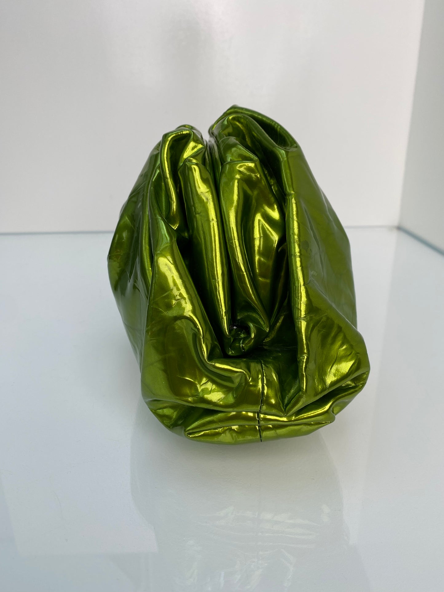 Bottega The Pouch Green Metallic Clutch