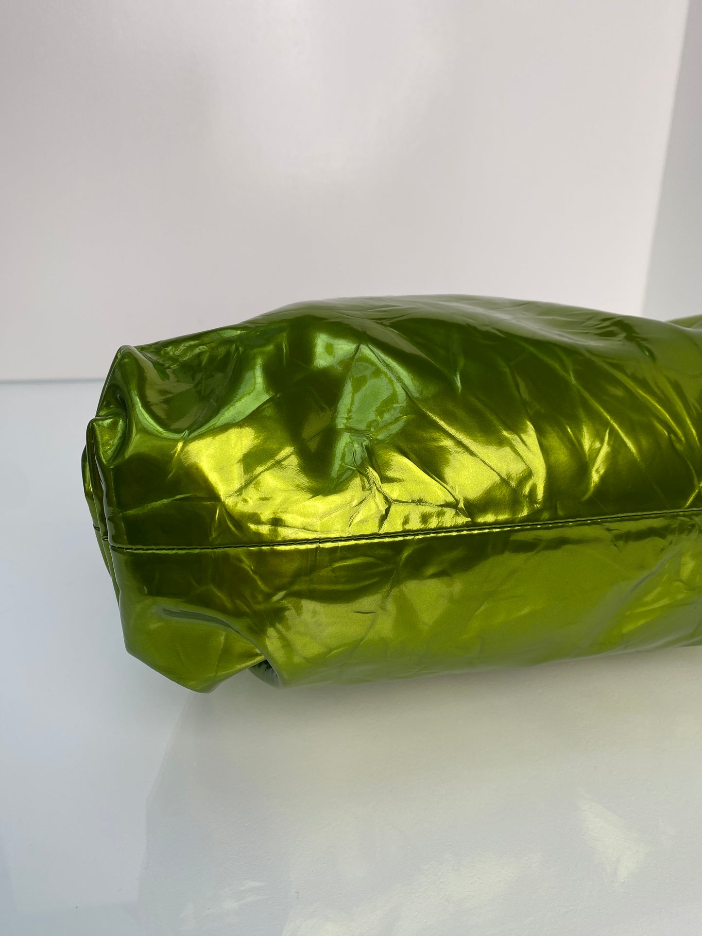 Bottega The Pouch Green Metallic Clutch