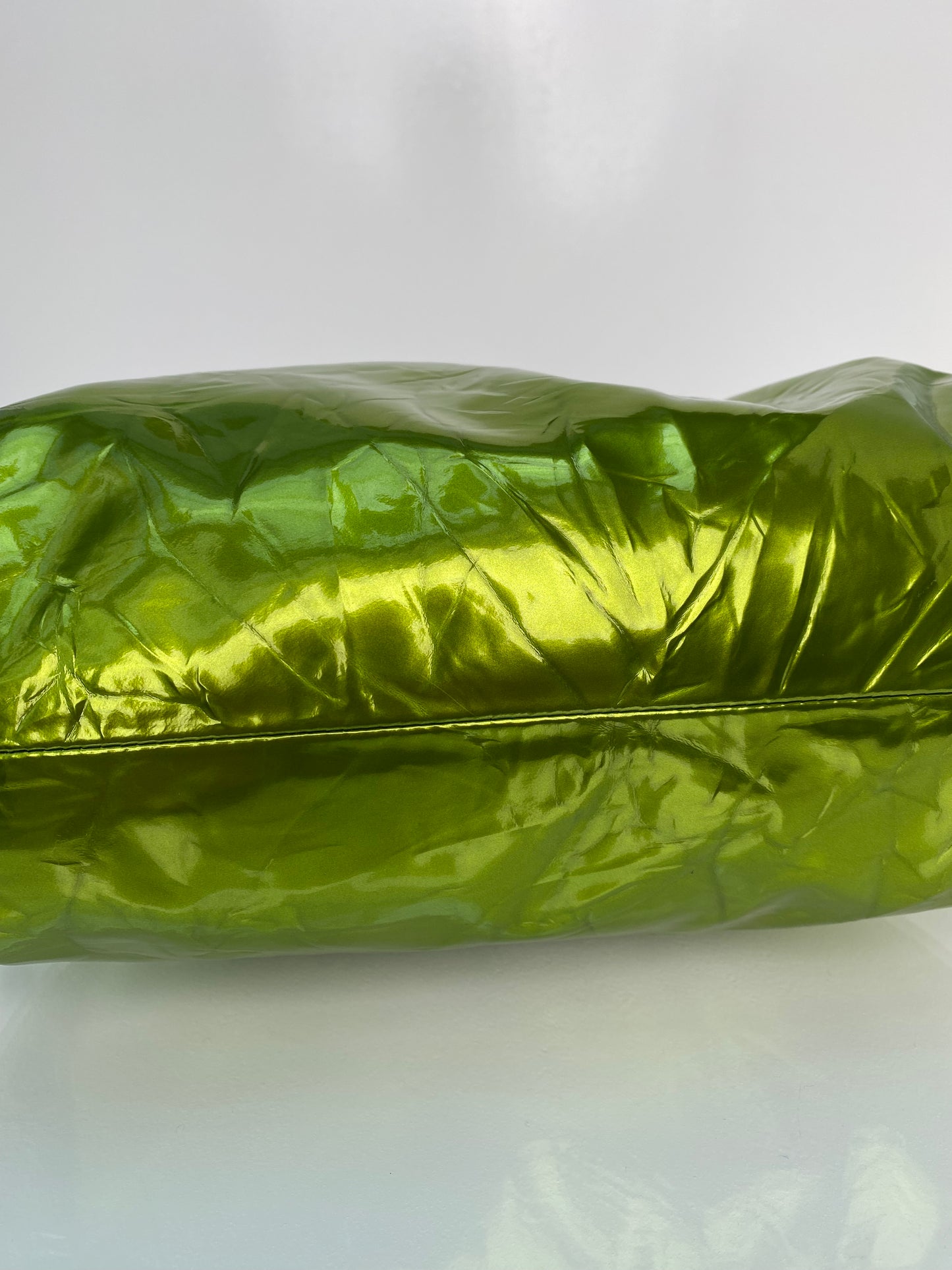 Bottega The Pouch Green Metallic Clutch