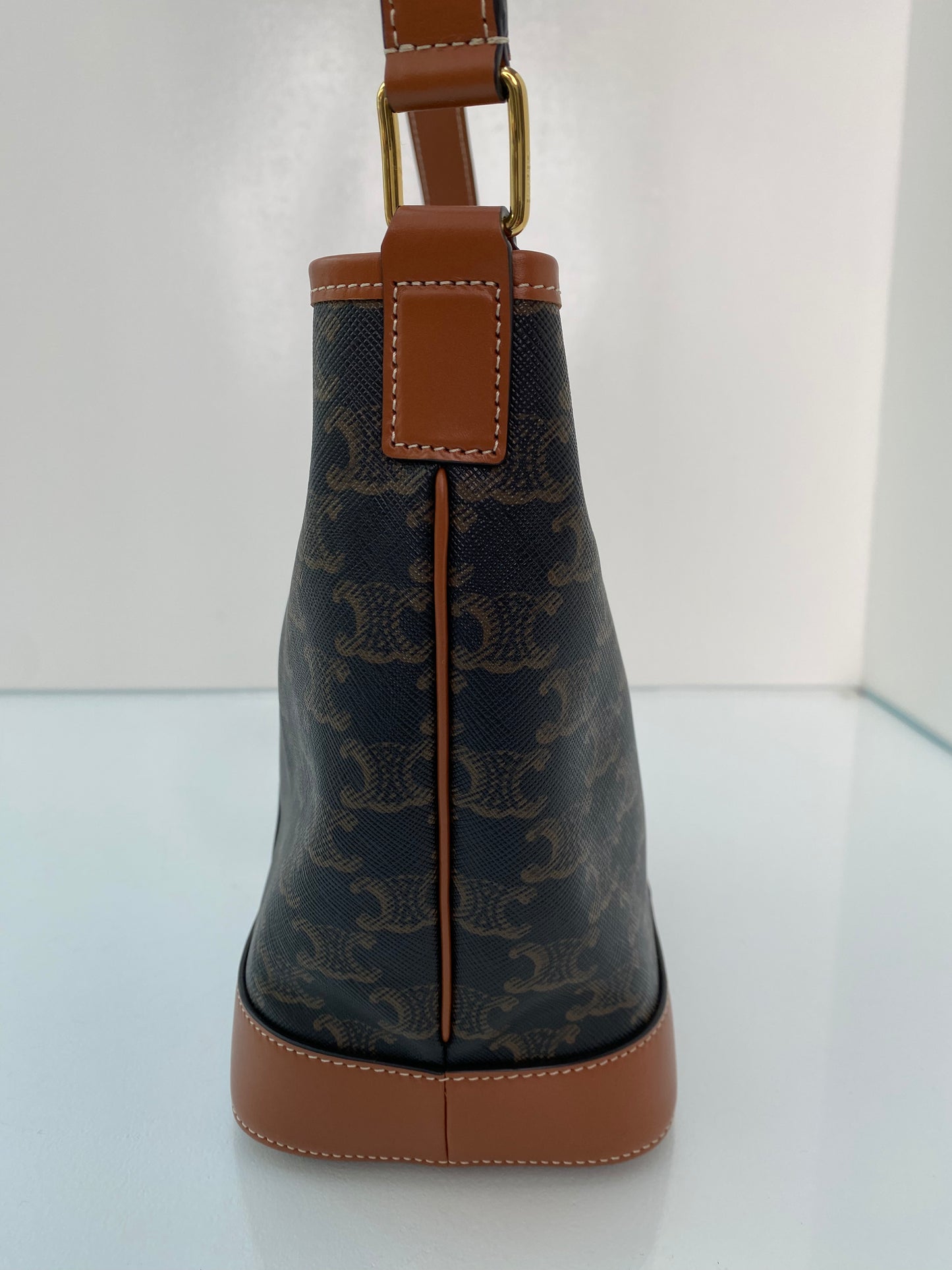 Celine Triomphe & Tan Small Bucket Bag GHW