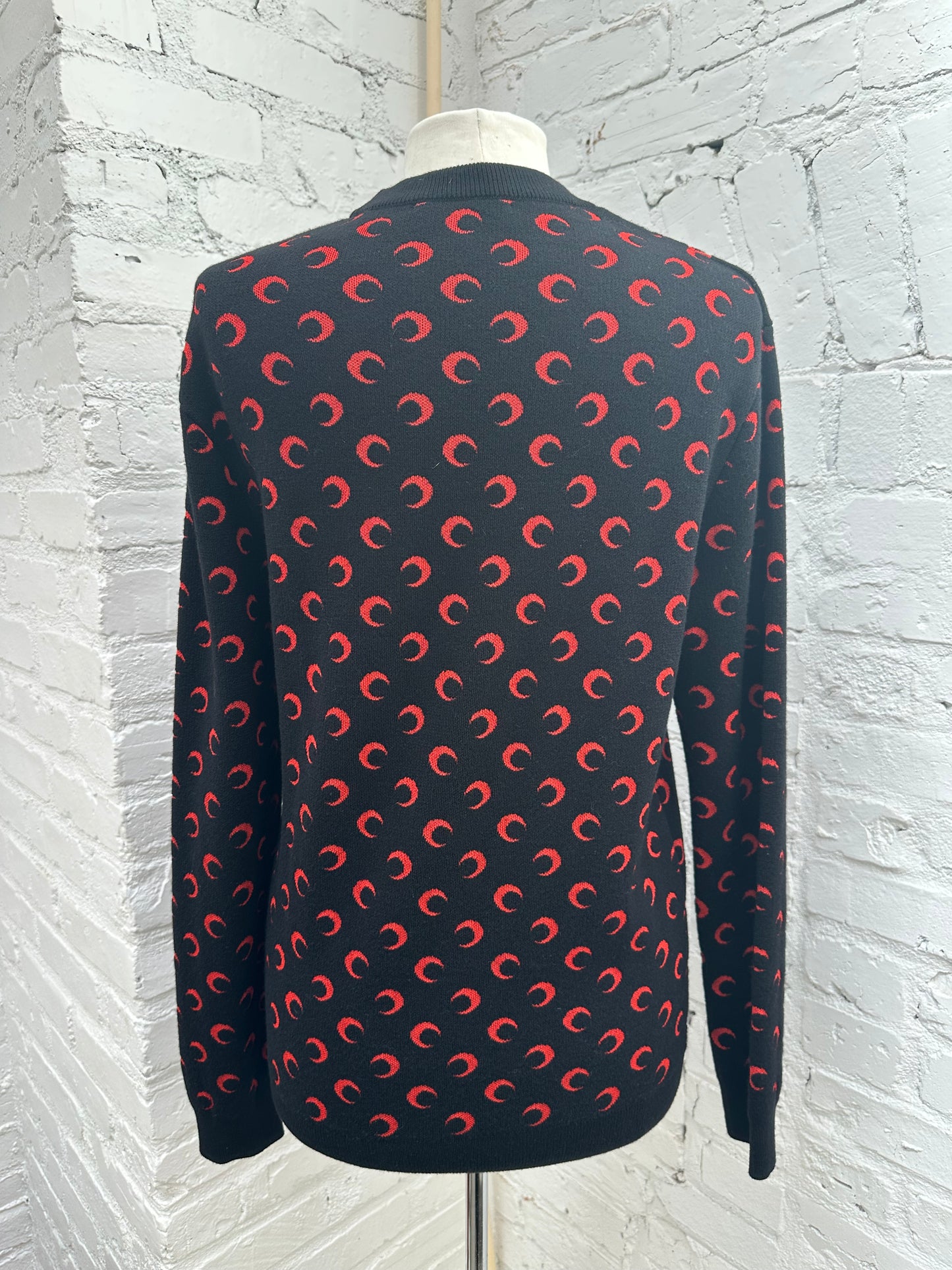 Marine Serre Red/Black Half Moon Crewneck Sweater, S