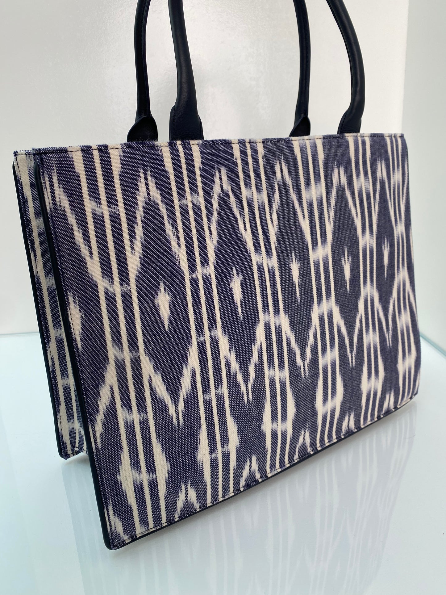 Maje Navy & White Ikat Tote Bag
