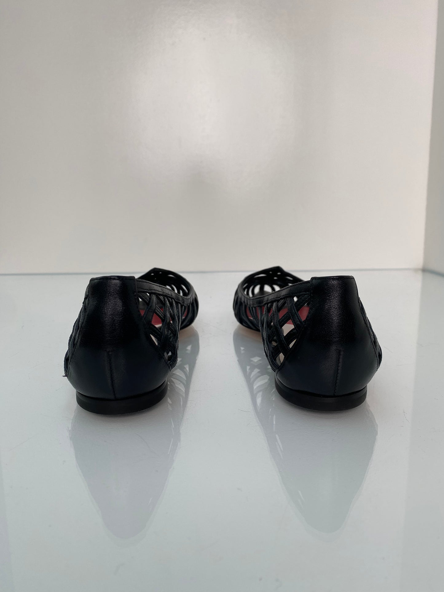 Roger Vivier Black Cage Ballet Flats, 38.5