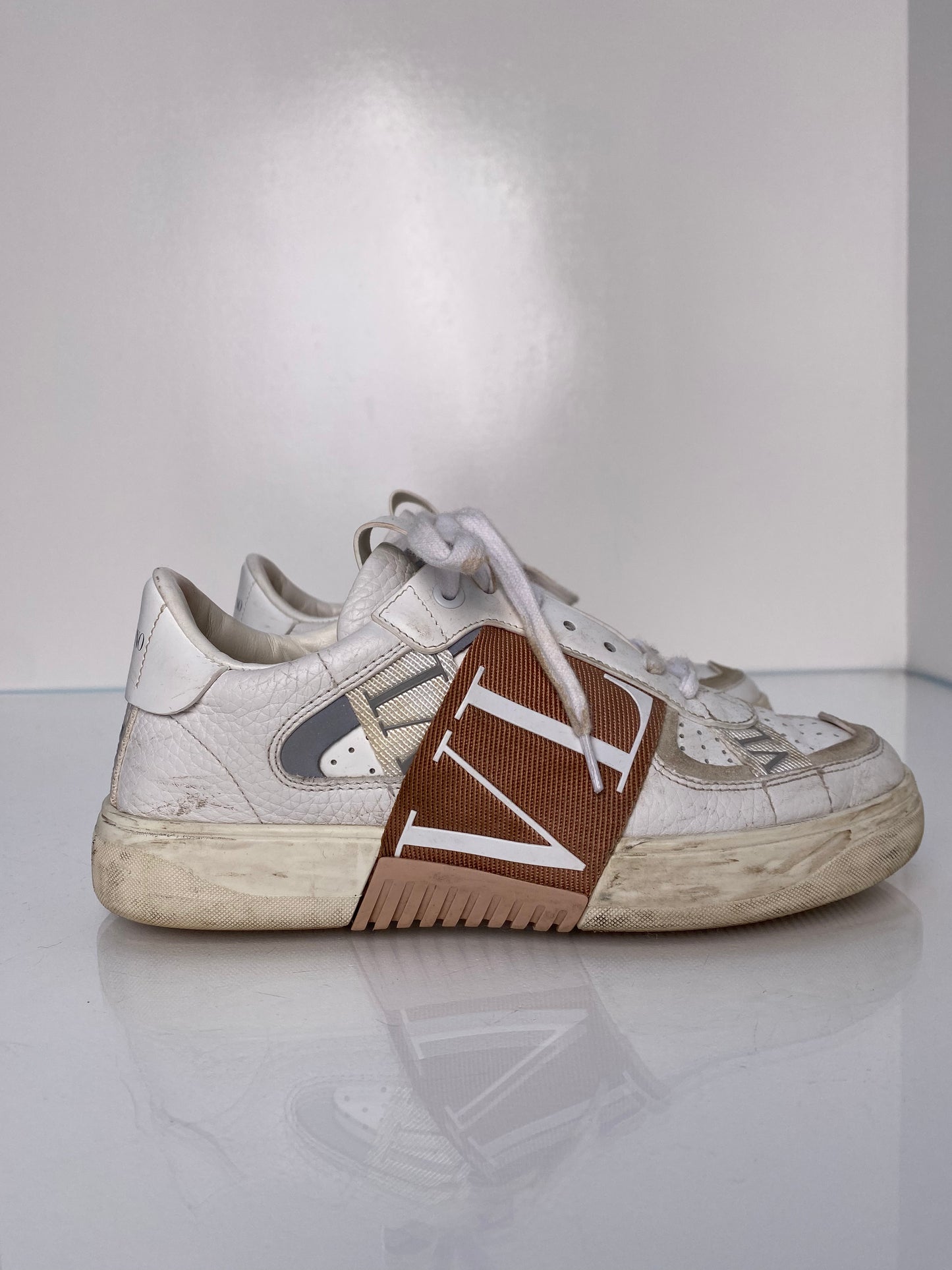 Valentino Pink & White Logo Band Sneakers, 36