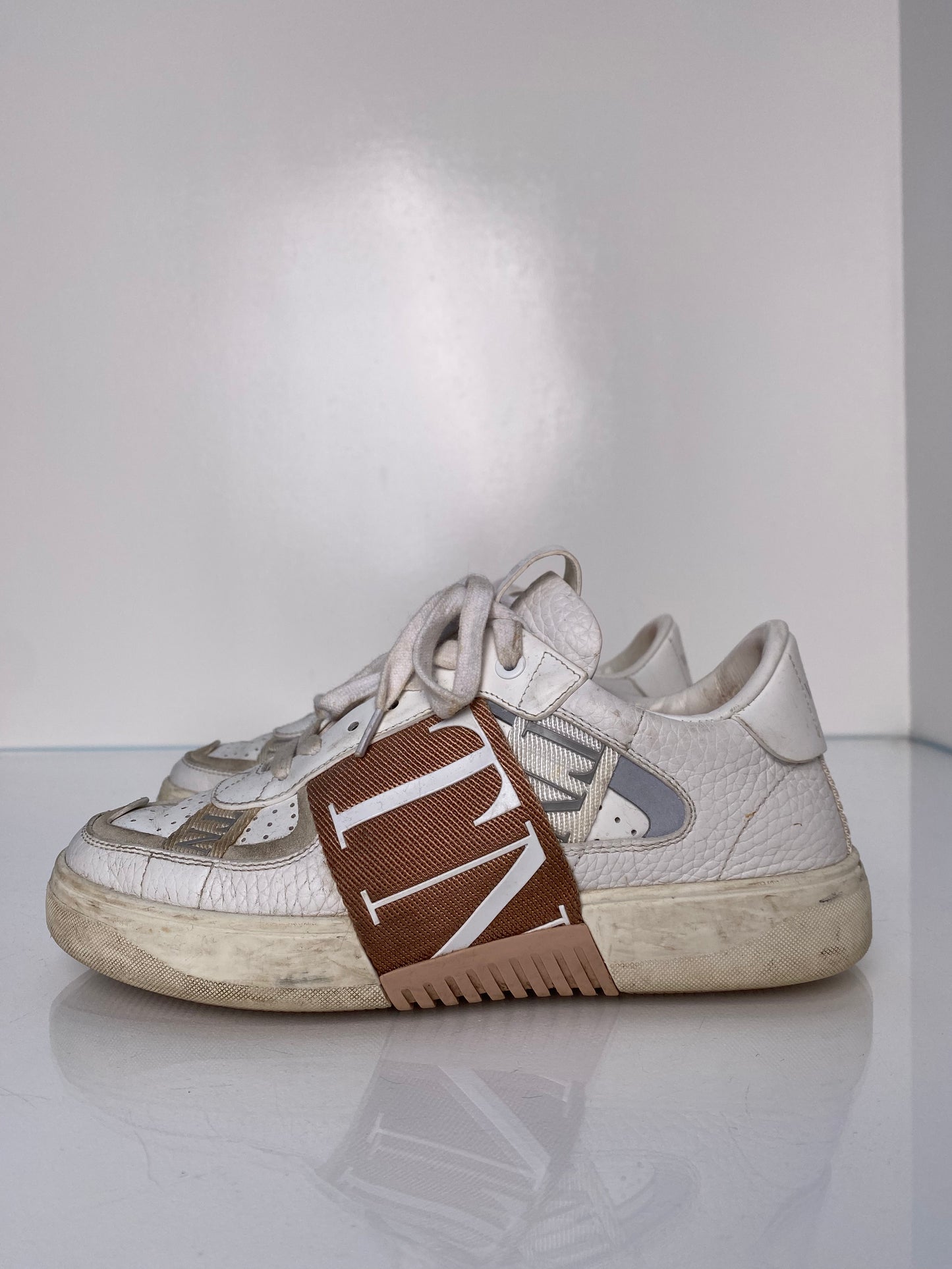 Valentino Pink & White Logo Band Sneakers, 36