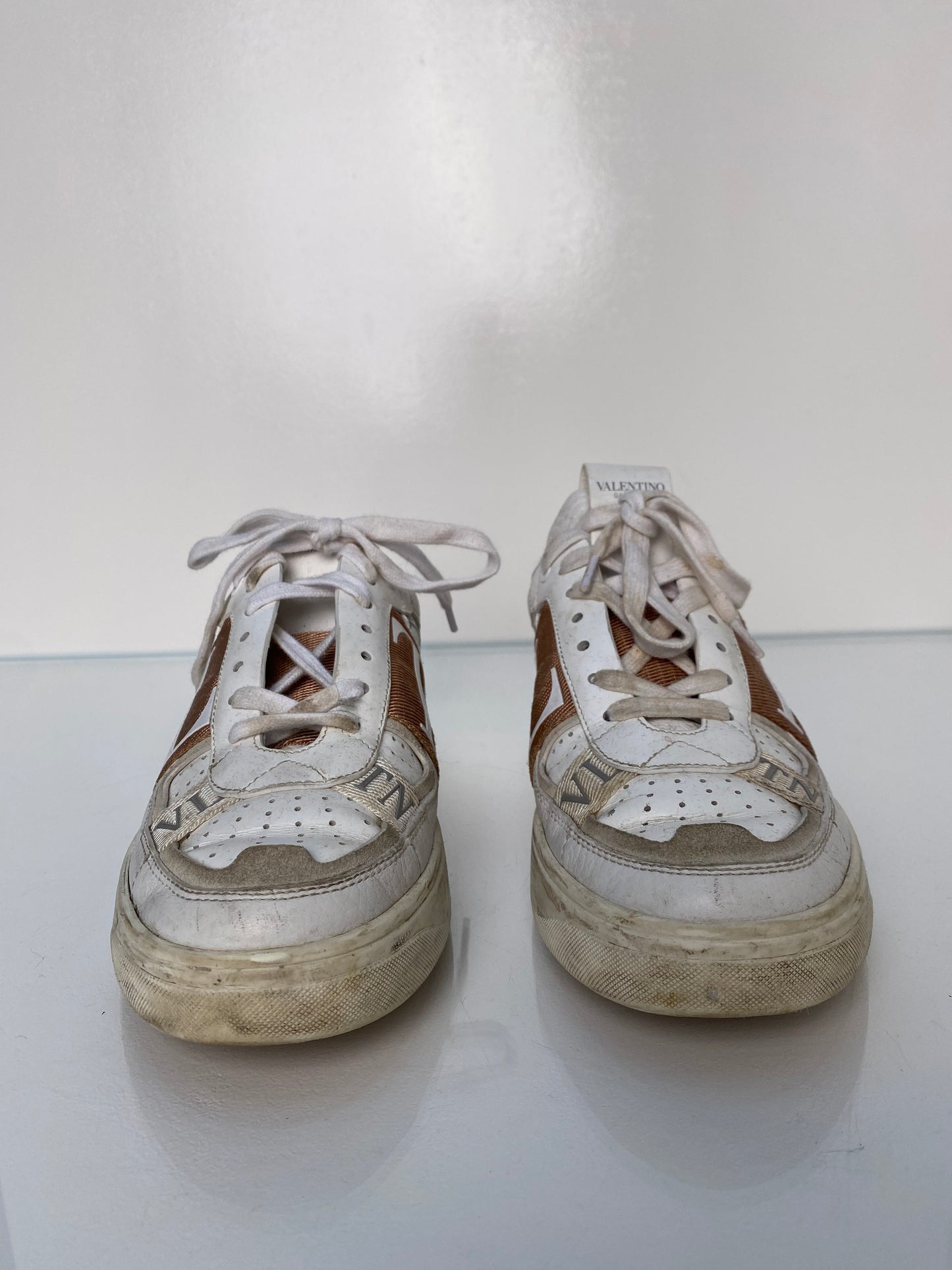 Valentino Pink & White Logo Band Sneakers, 36