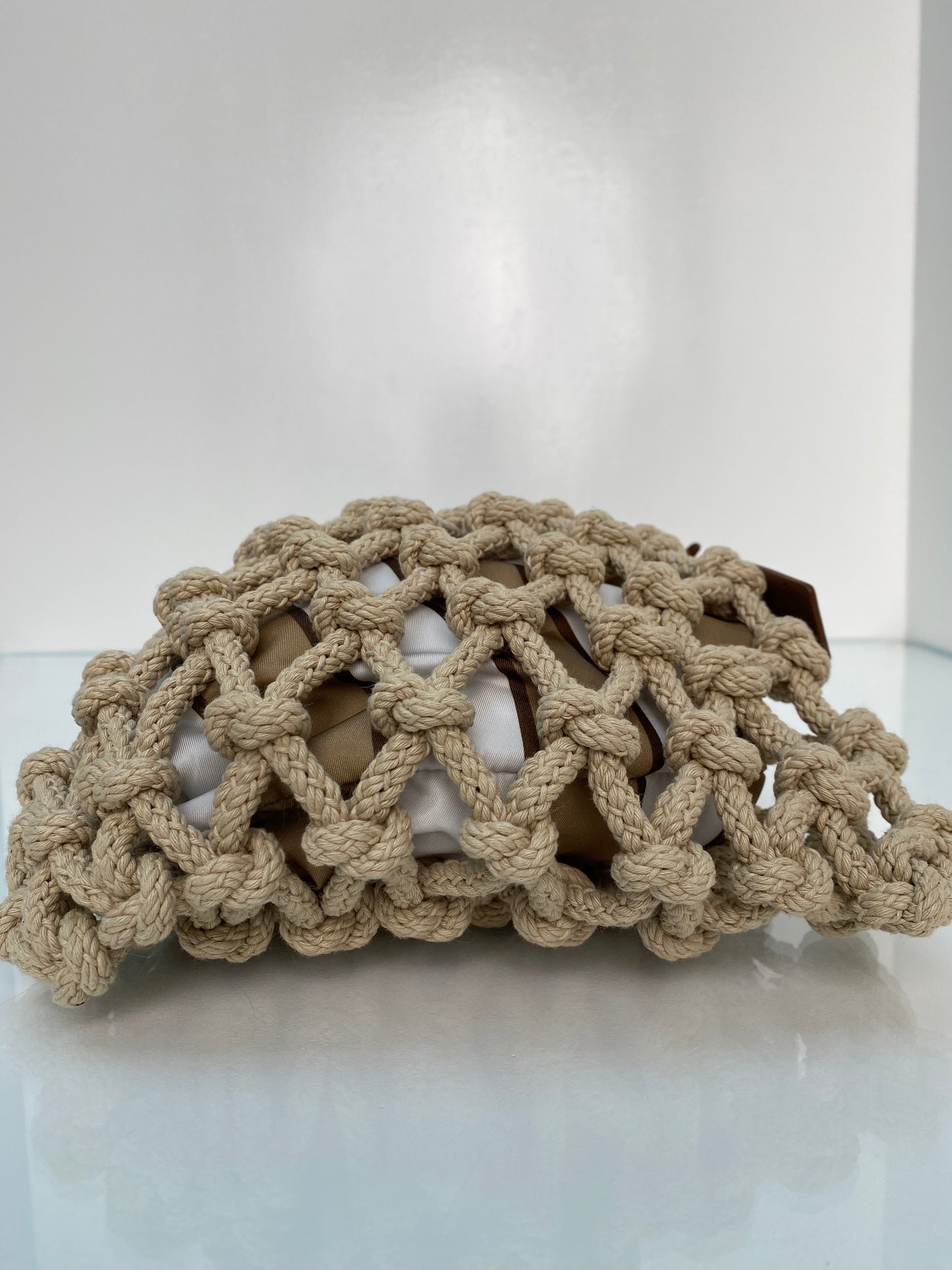 Prada Brown & White Noué Cotton Macramé