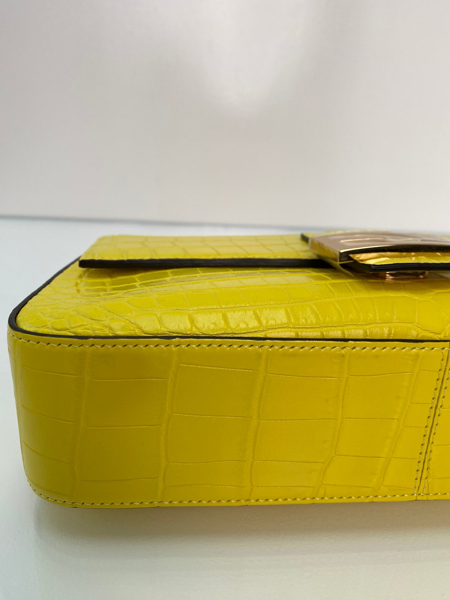 Fendi Yellow Croc Baguette Bag GHW