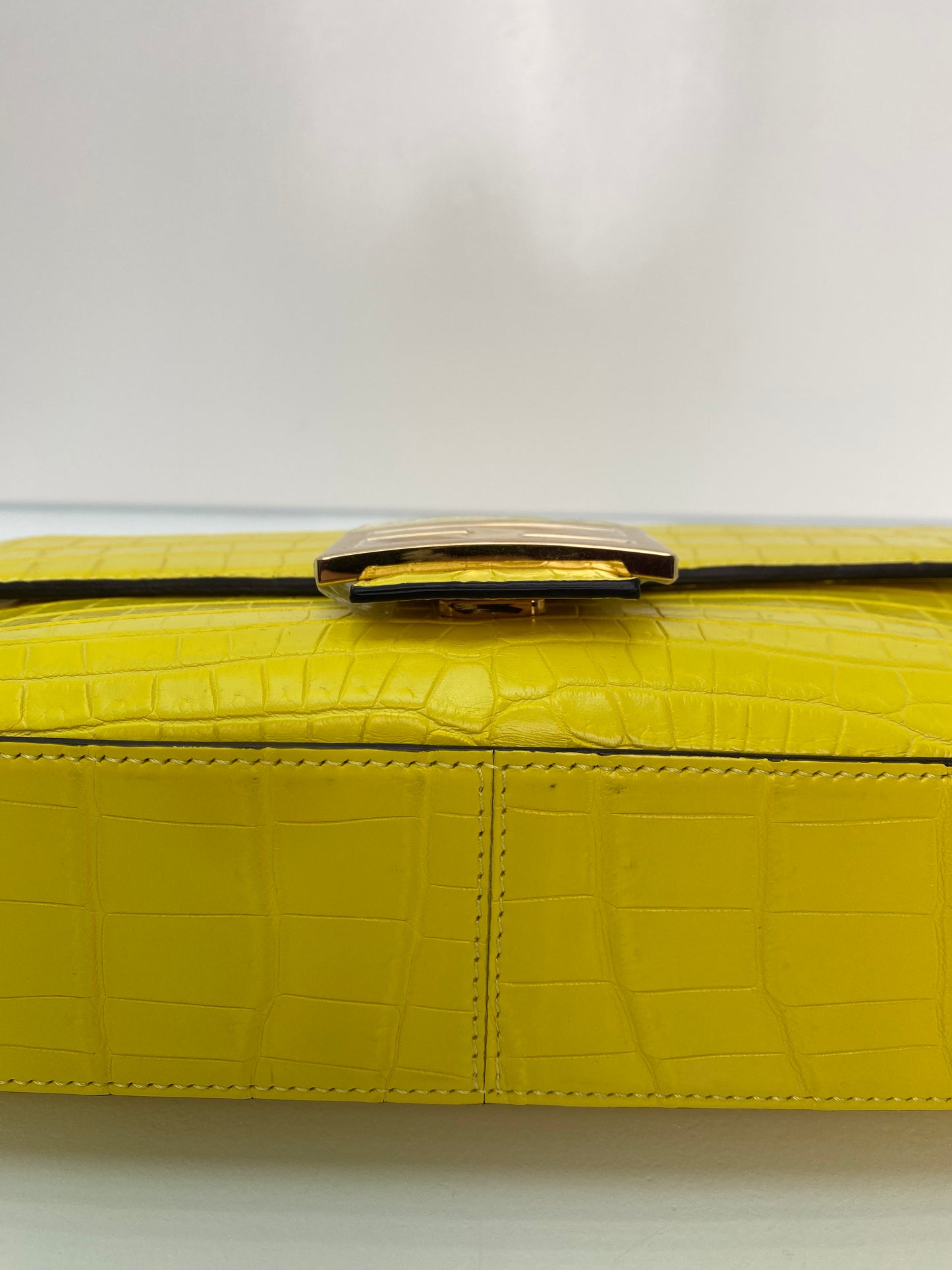Fendi Yellow Croc Baguette Bag GHW
