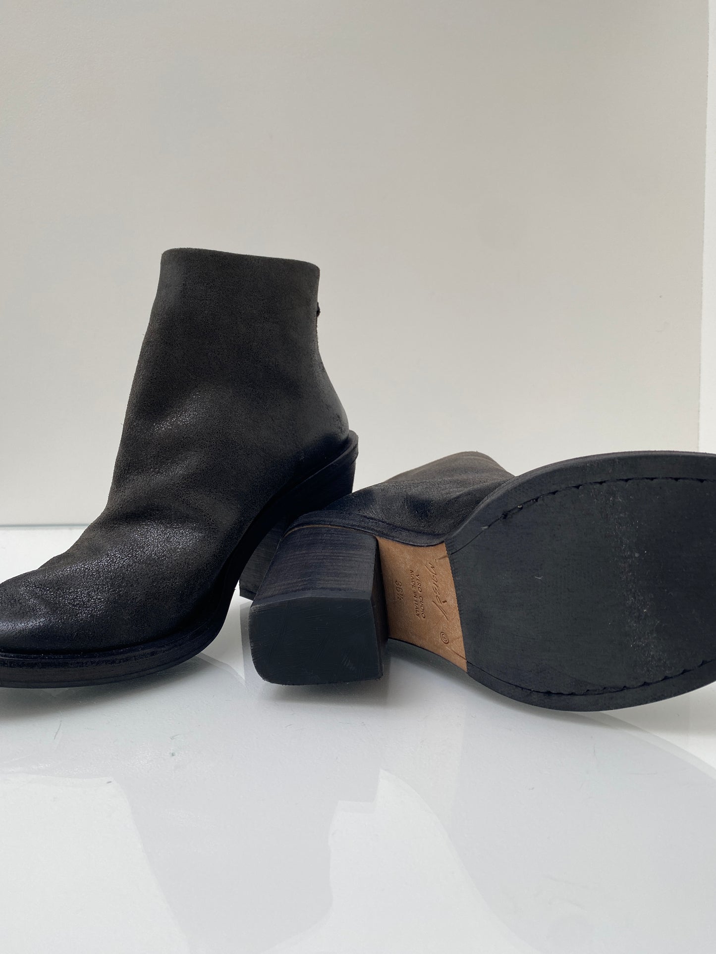 Marsell Black Metallic Ankle Boots, 36.5