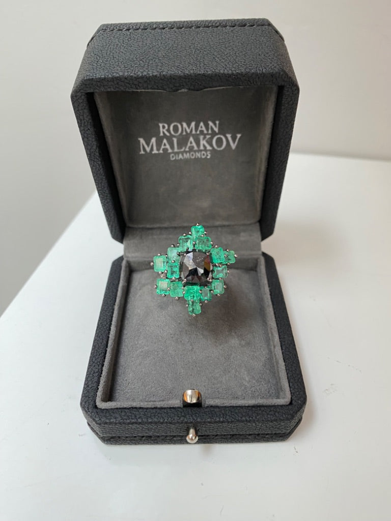 Ruchi New York Black Diamond Ring, Sz 6-3/4