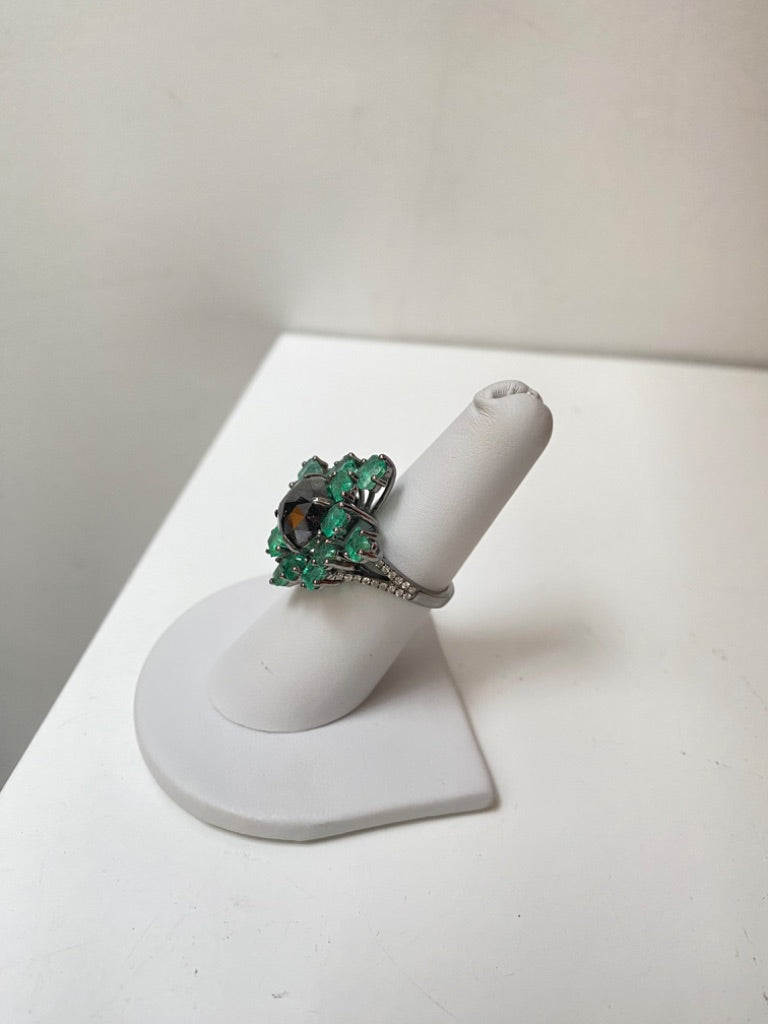 Ruchi New York Black Diamond Ring, Sz 6-3/4