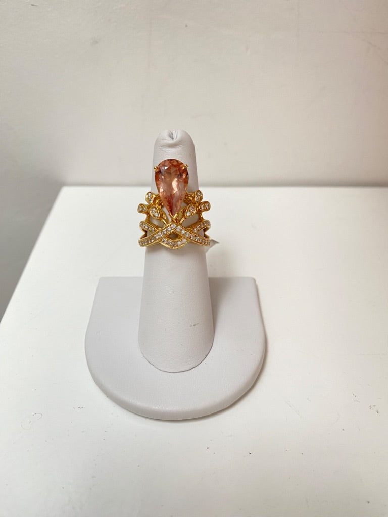 Morganite 3.8ct Diamond Ring, Sz 6