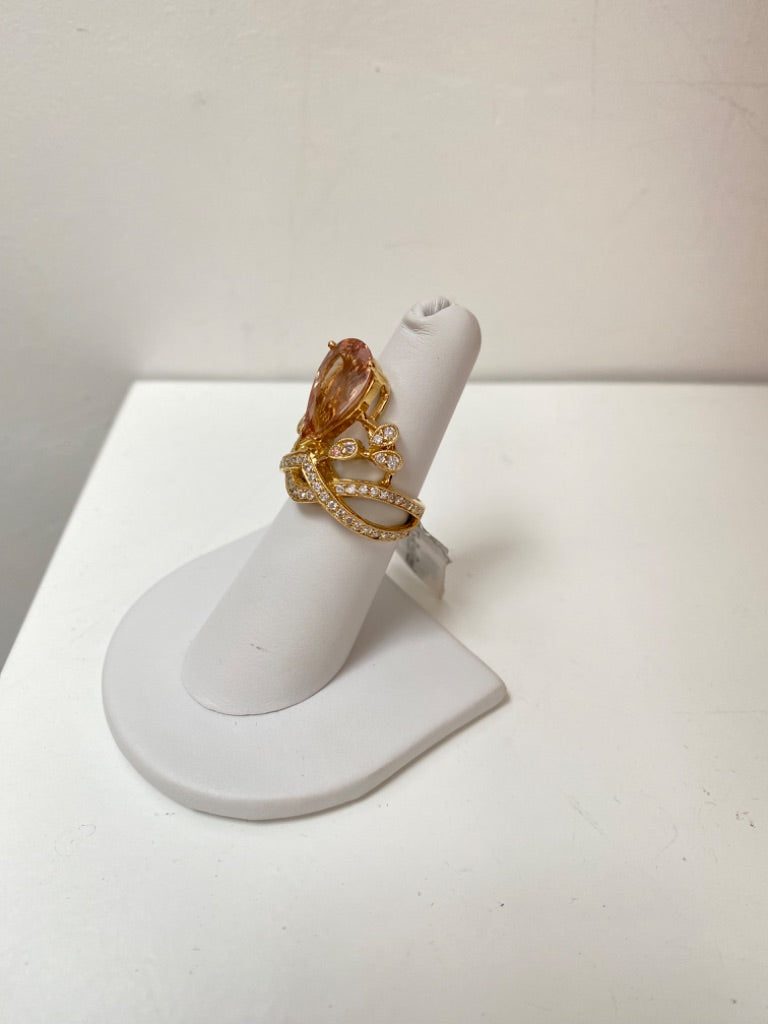 Morganite 3.8ct Diamond Ring, Sz 6