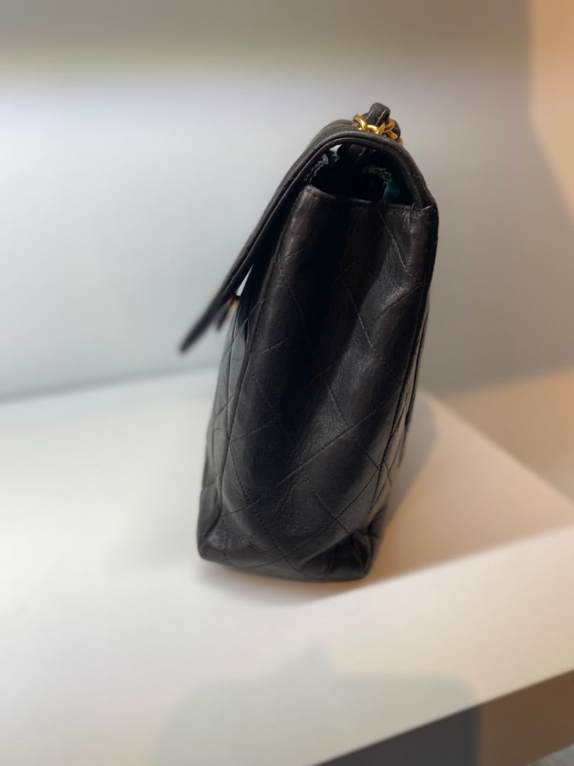 Chanel Vintage Jumbo Single Flap Black Lambskin GHW