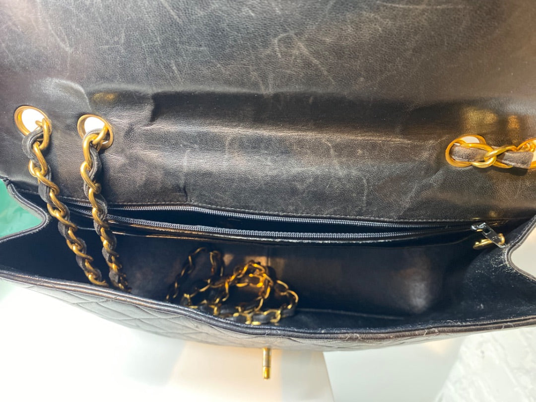 Chanel Vintage Jumbo Single Flap Black Lambskin GHW