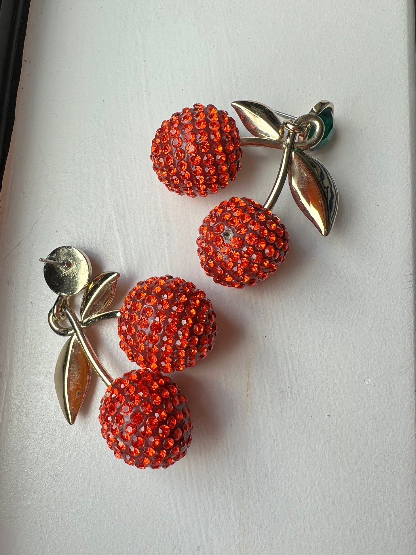 Dannijo Gold Plated Glass Crystal Cherry Drop Earrings