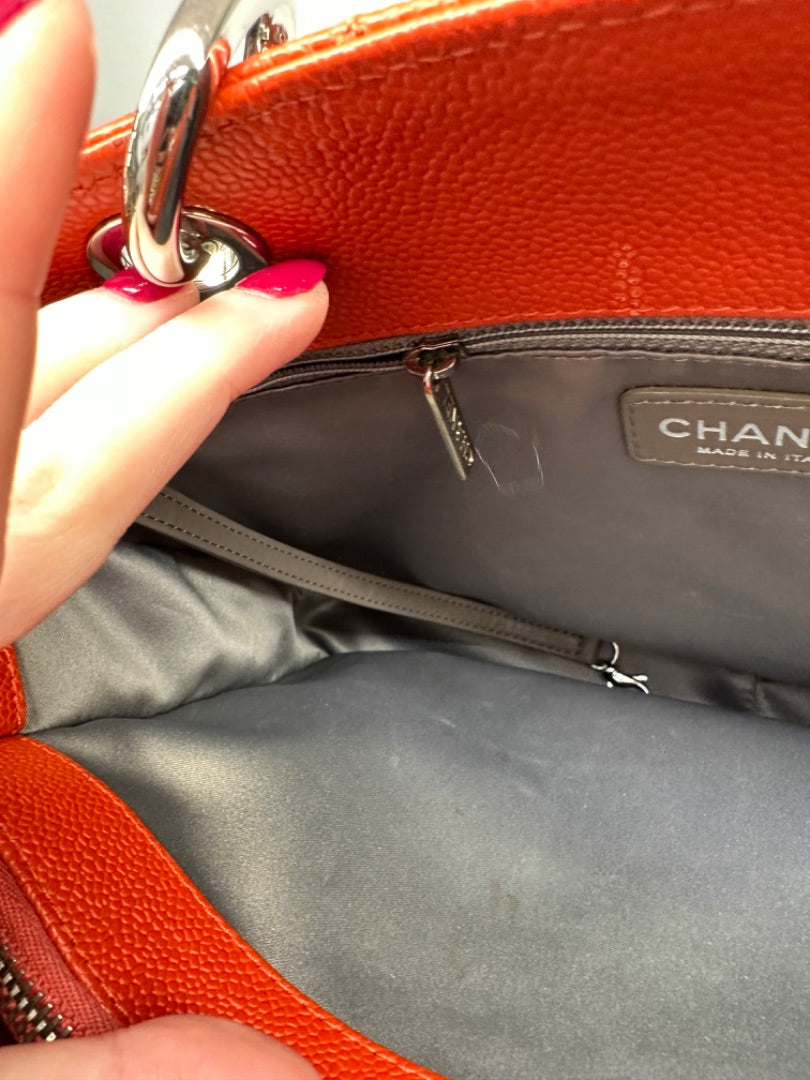 Chanel Orange Caviar Leather GST SHW