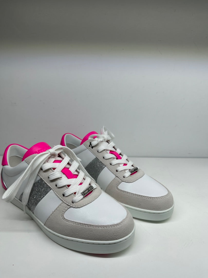 Jimmy Choo Pink & Silver Sneakers, 37