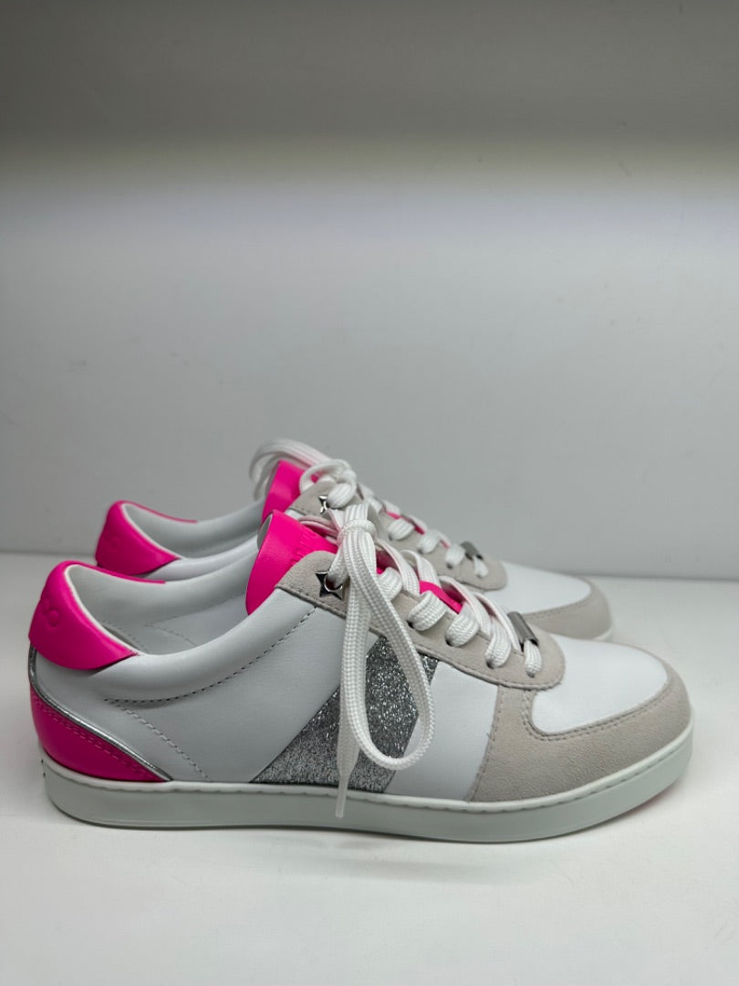 Jimmy Choo Pink & Silver Sneakers, 37