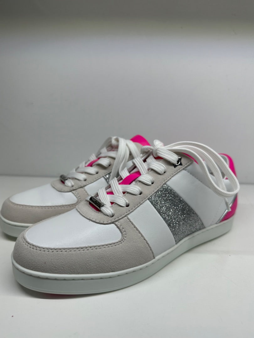 Jimmy Choo Pink & Silver Sneakers, 37