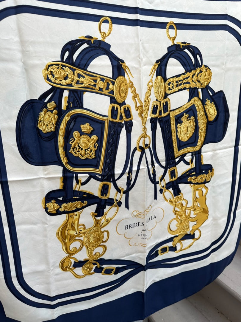 Hermes White Brides De Gala Scarf