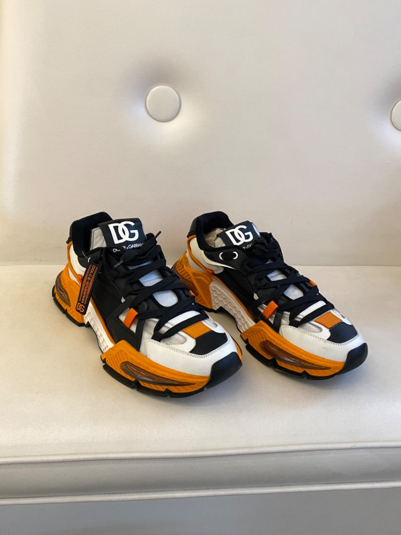 Dolce & Gabbana Orange Black & White Sneakers, 12