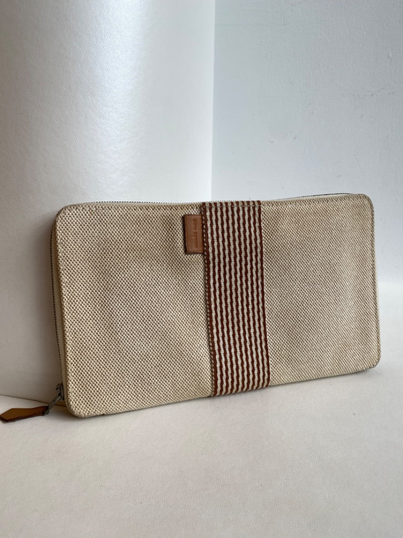 Hermes Cream Canvas Travel Wallet
