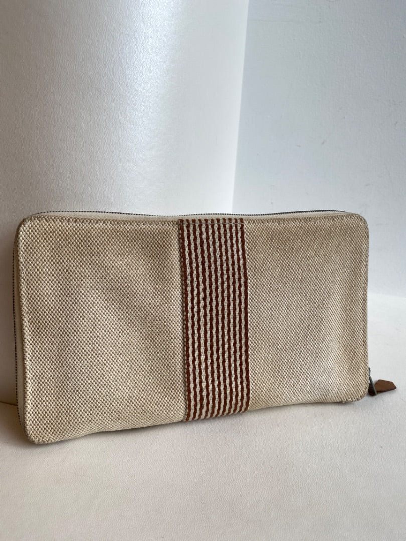 Hermes Cream Canvas Travel Wallet