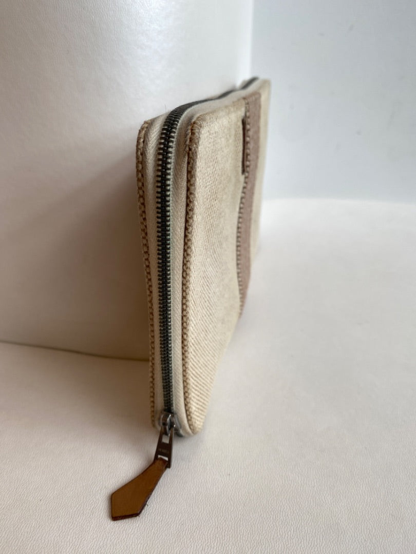 Hermes Cream Canvas Travel Wallet