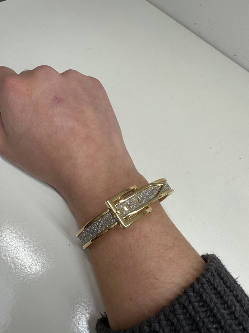 Gold Toned & Sparkle Silver Belt Bracelet
