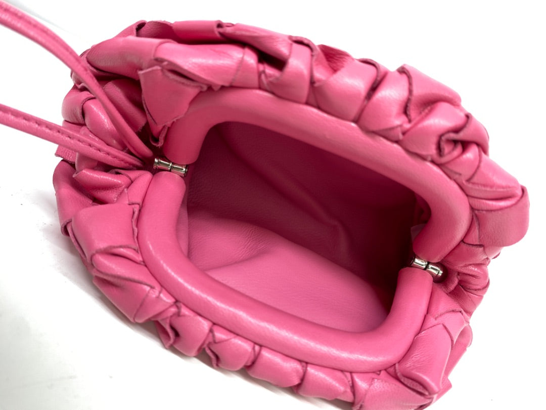 Bottega Pink Woven Mini Pouch Crossbody