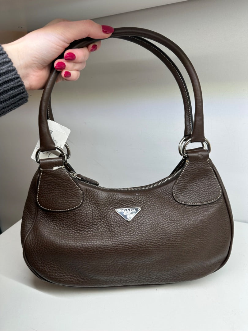 Prada Brown Leather Vintage Shoulder Bag