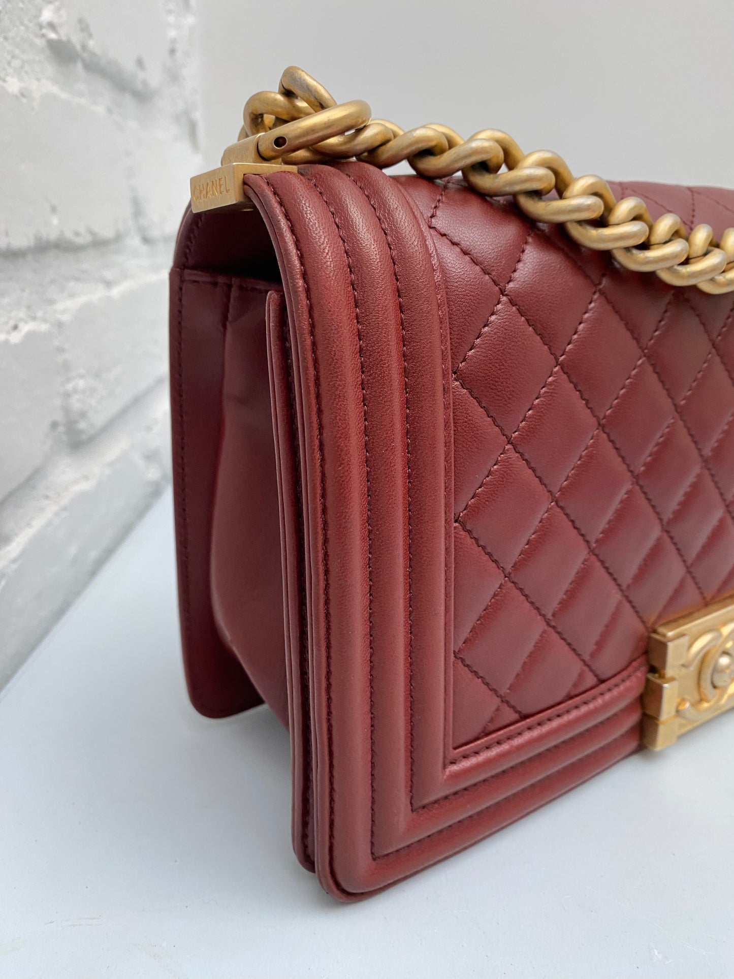 Chanel Burgundy Boy Bag GHW