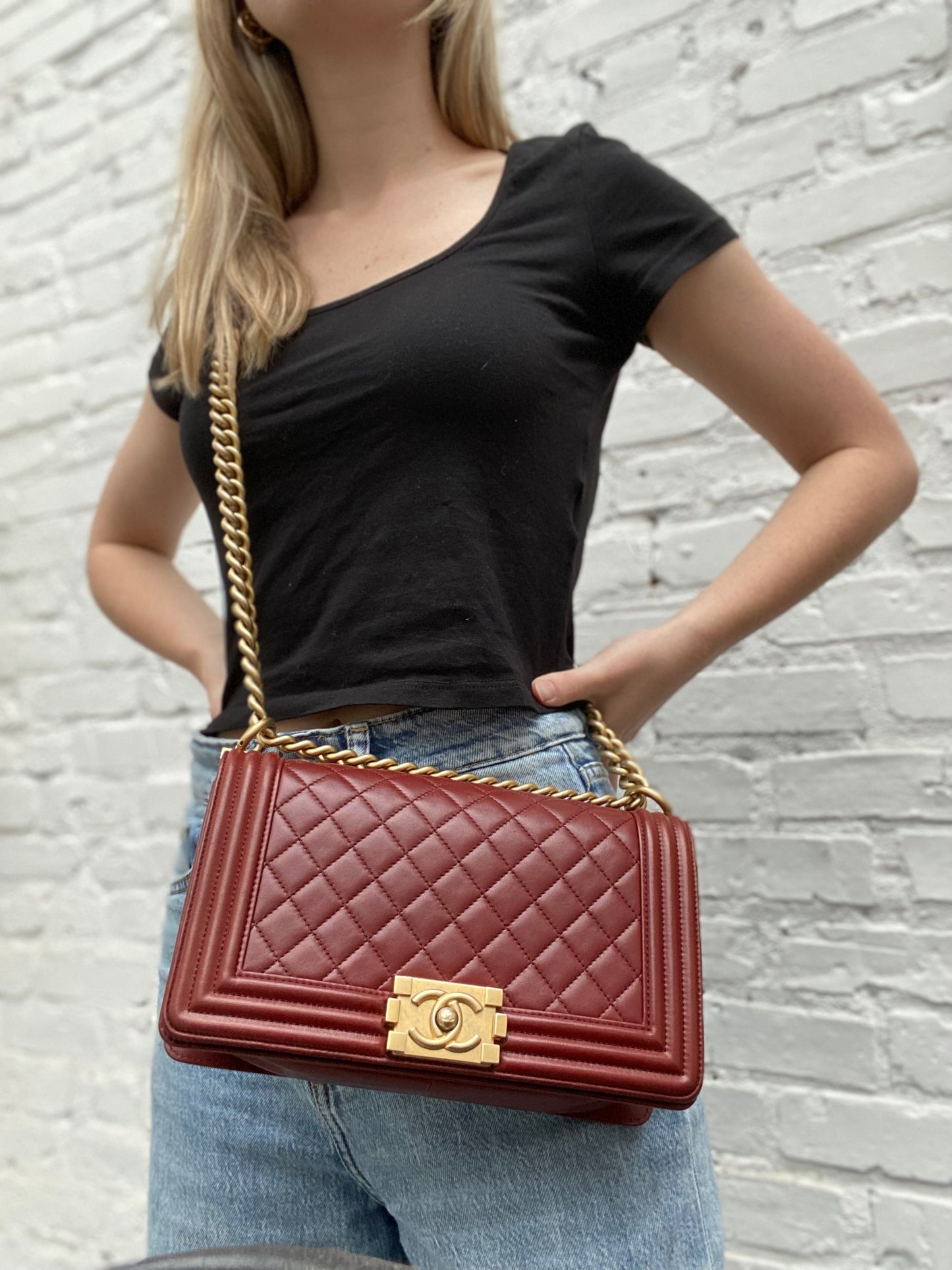 Chanel Burgundy Boy Bag GHW