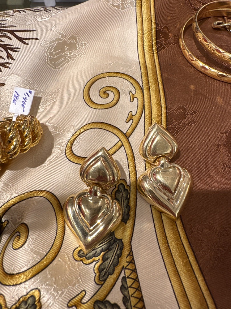 18K Gold Heart Pierced Earrings