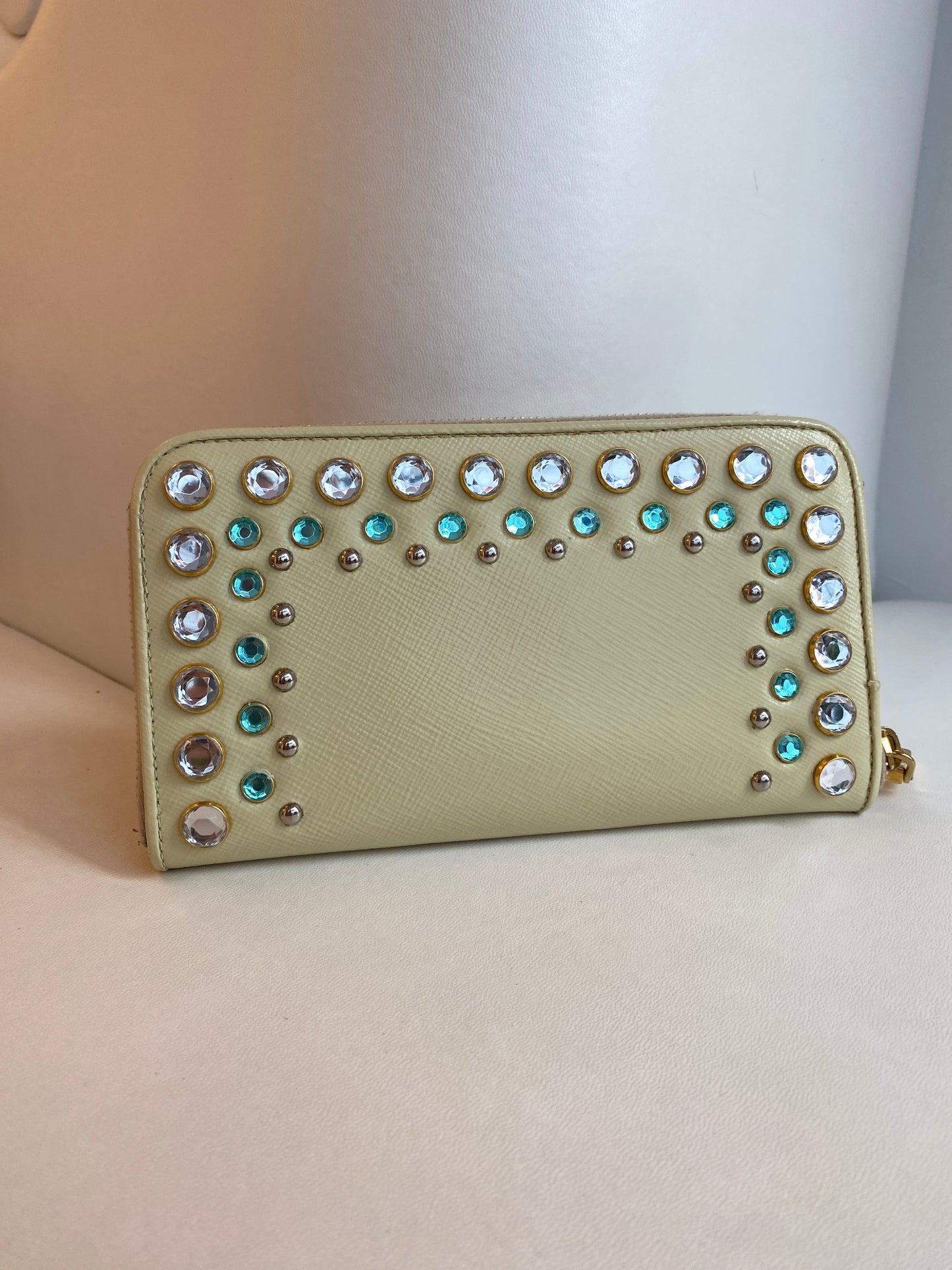 Prada Bejeweled Pale Green Wallet
