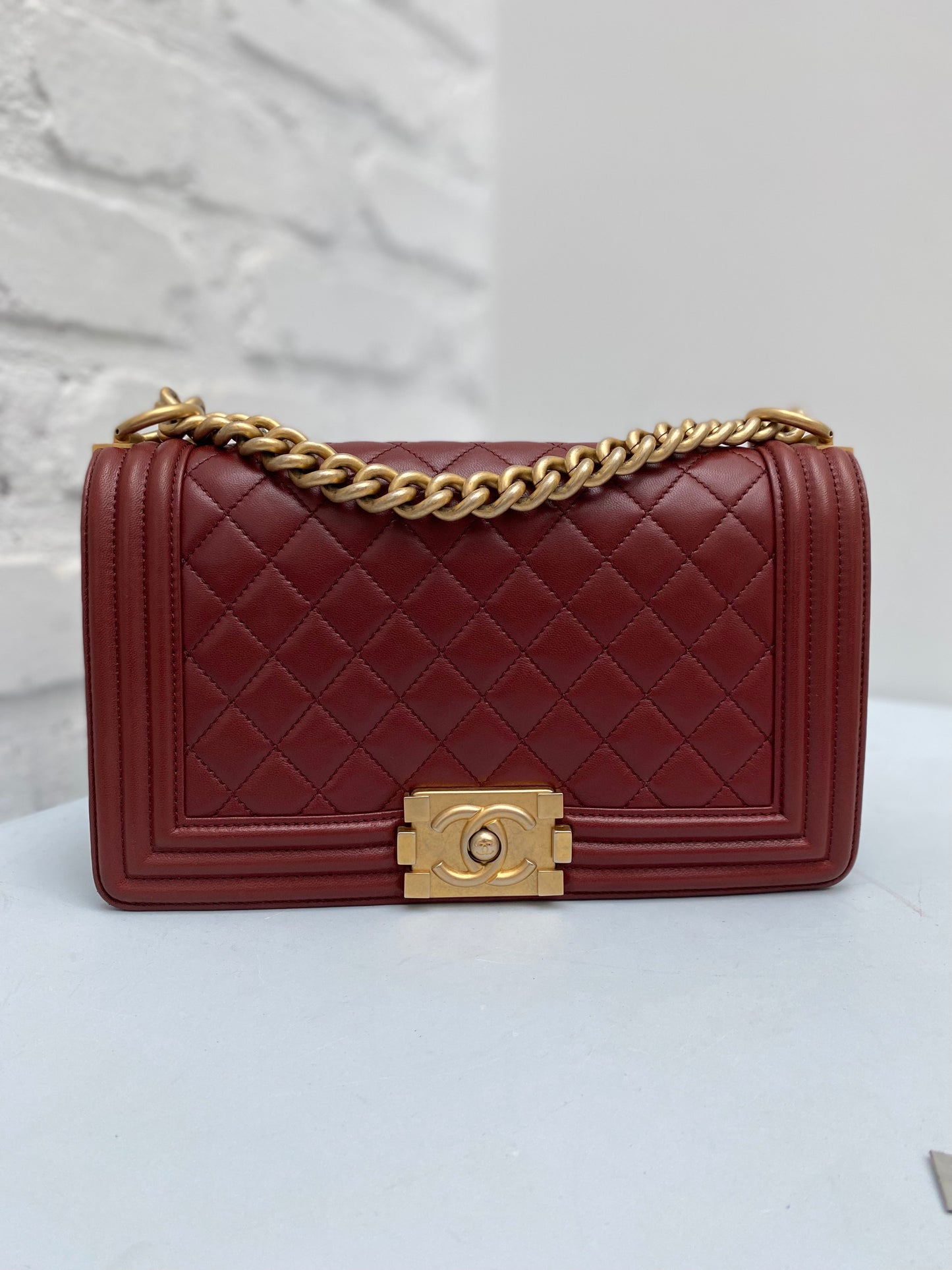 Chanel Burgundy Boy Bag GHW