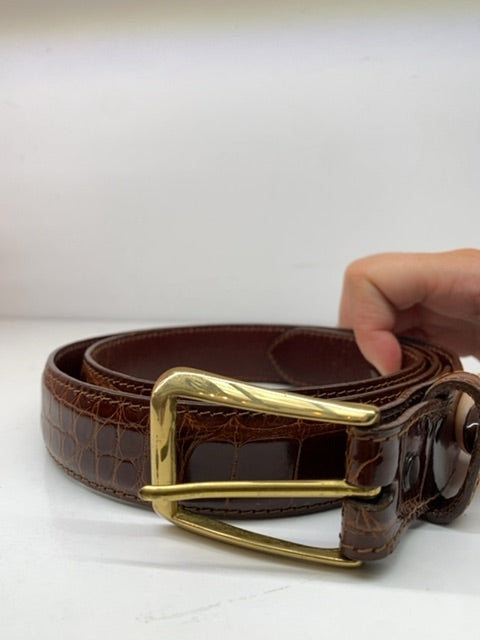 Genuine Alligator Brown Belt Sz 34
