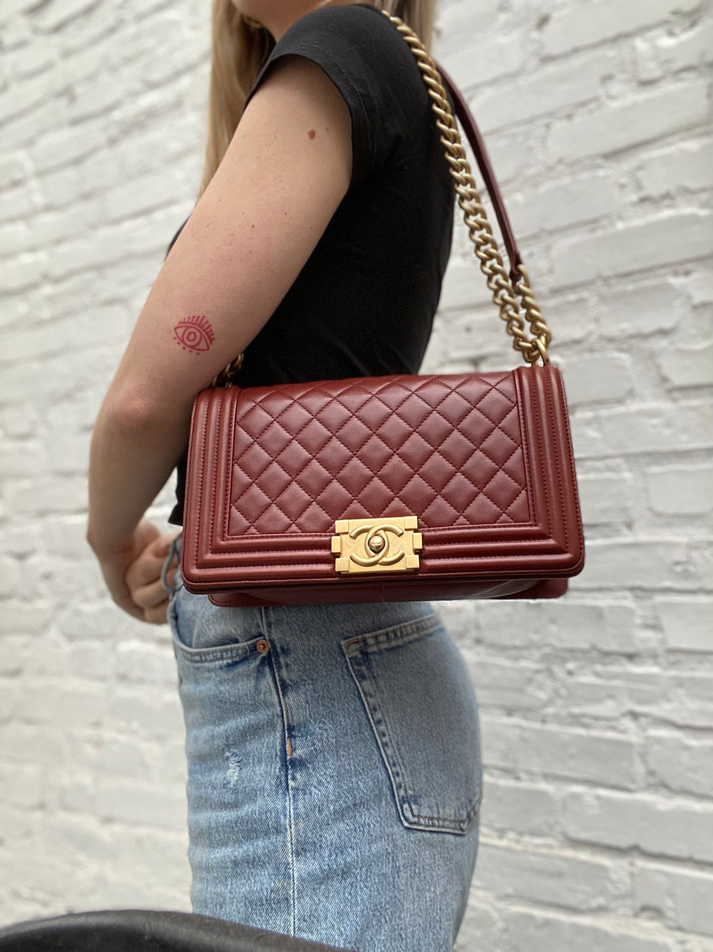 Chanel Burgundy Boy Bag GHW