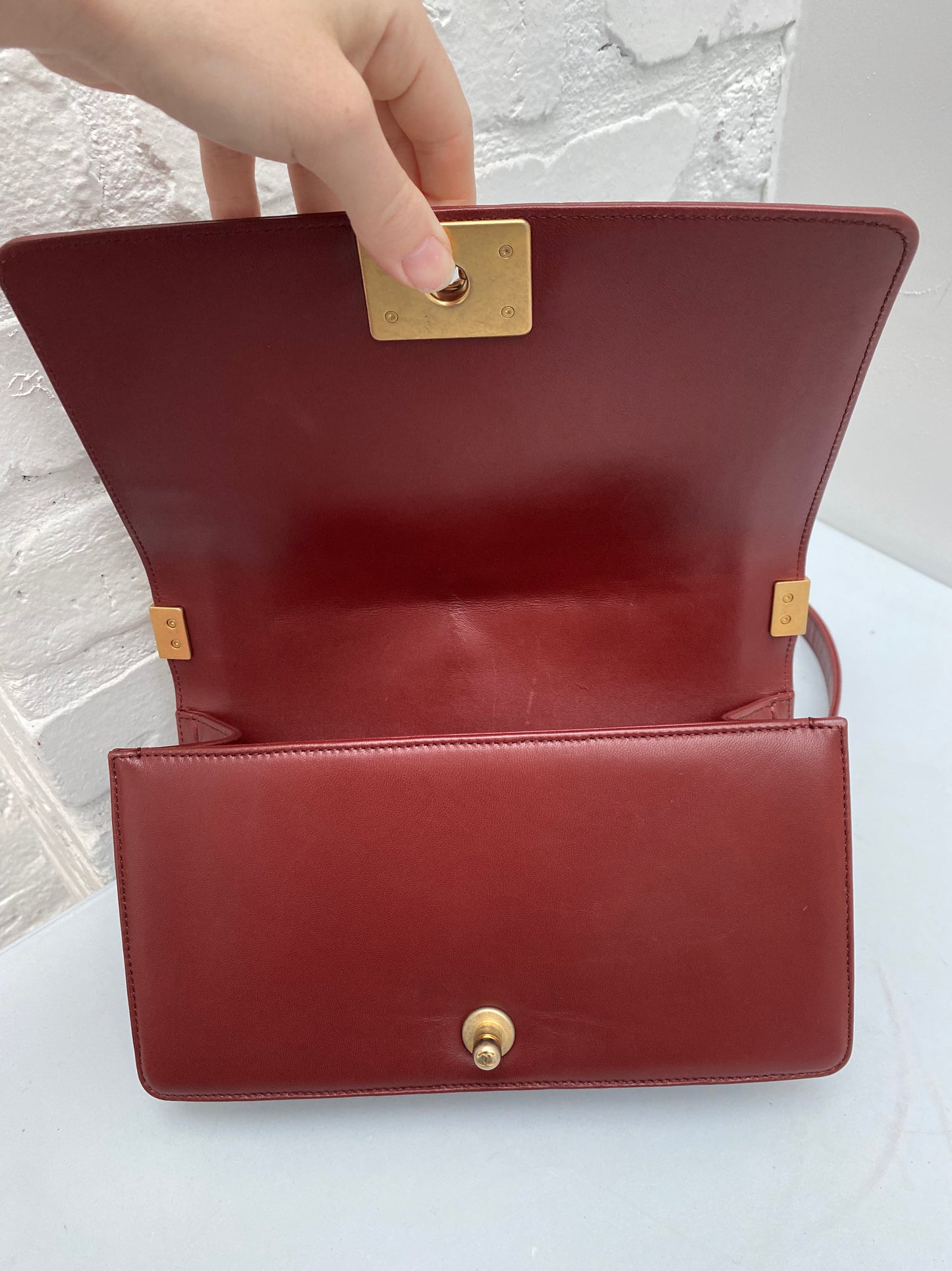 Chanel Burgundy Boy Bag GHW