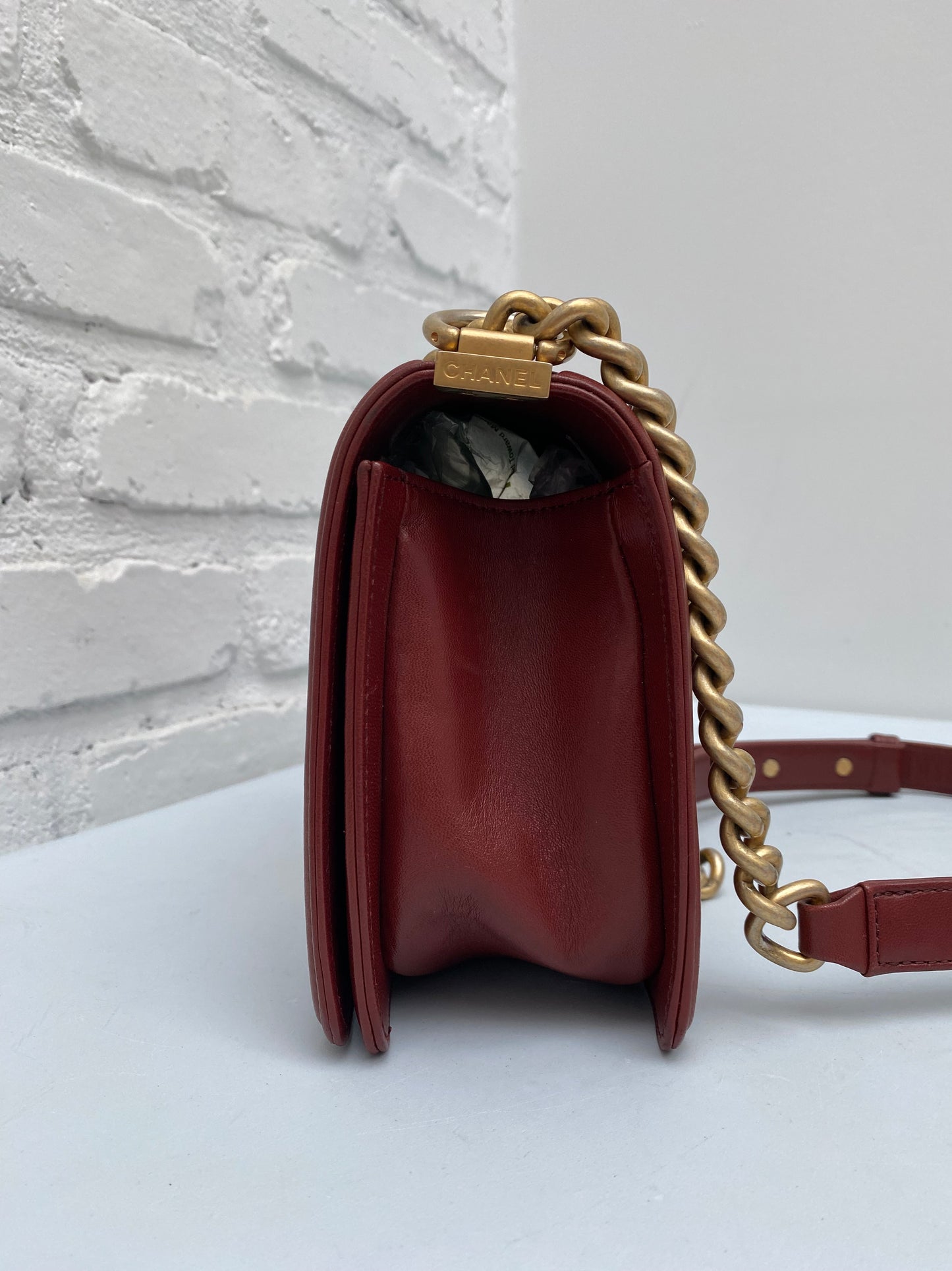 Chanel Burgundy Boy Bag GHW