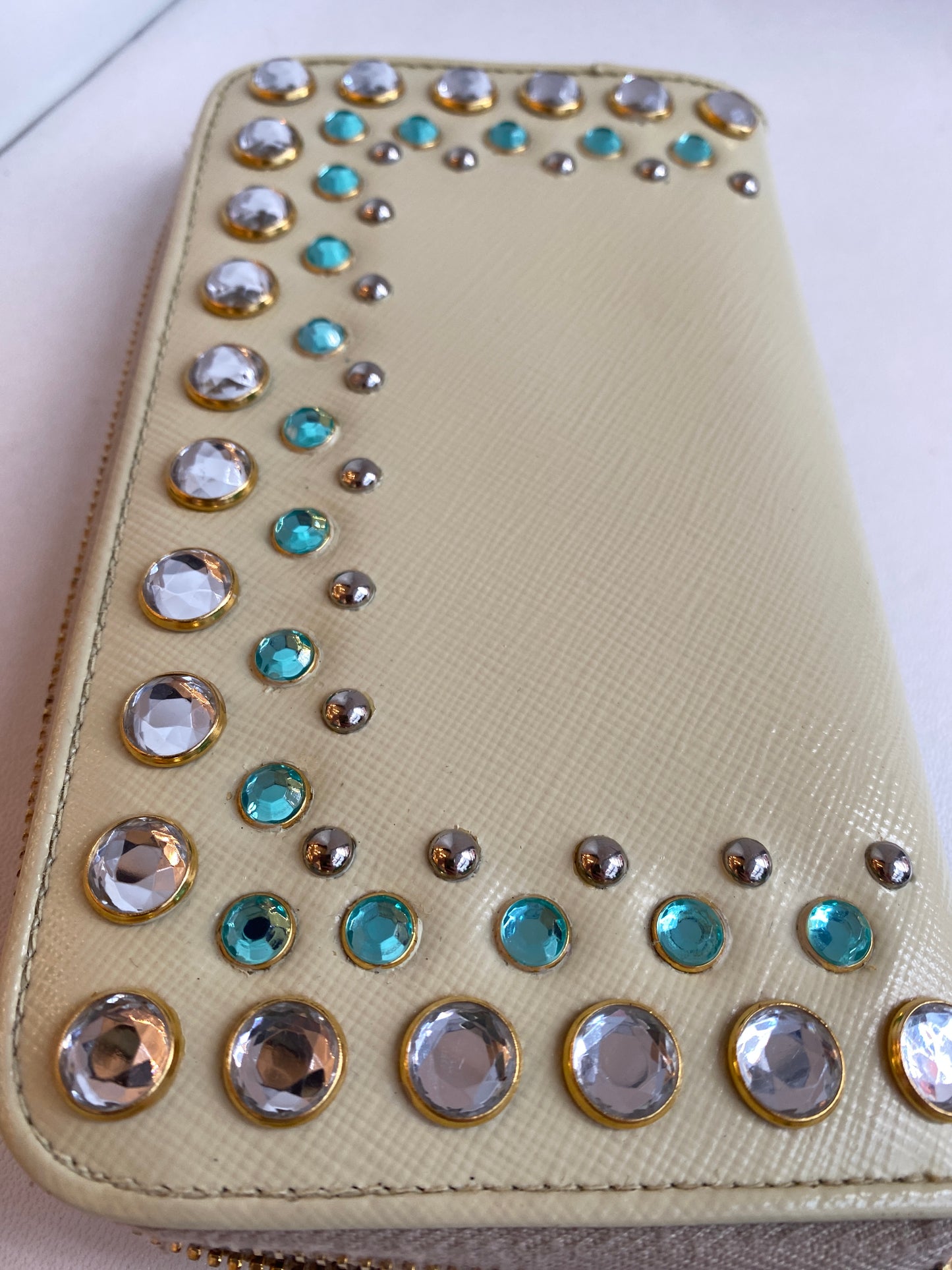 Prada Bejeweled Pale Green Wallet