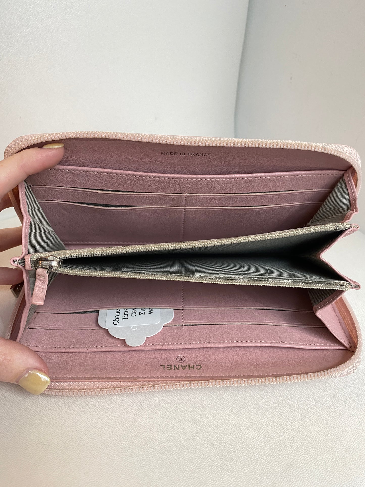 Chanel Pink Timeless Caviar Zippy Wallet