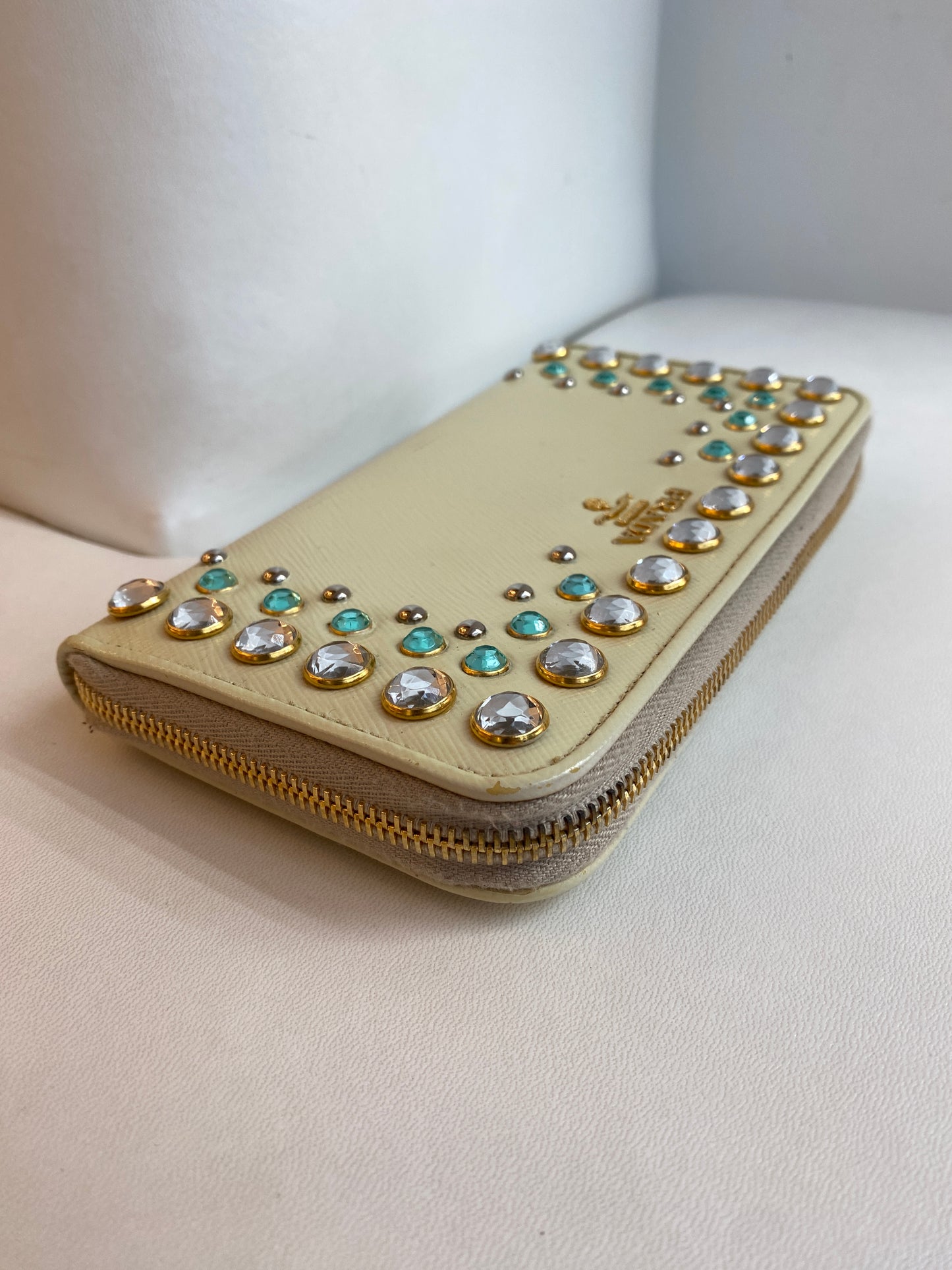 Prada Bejeweled Pale Green Wallet