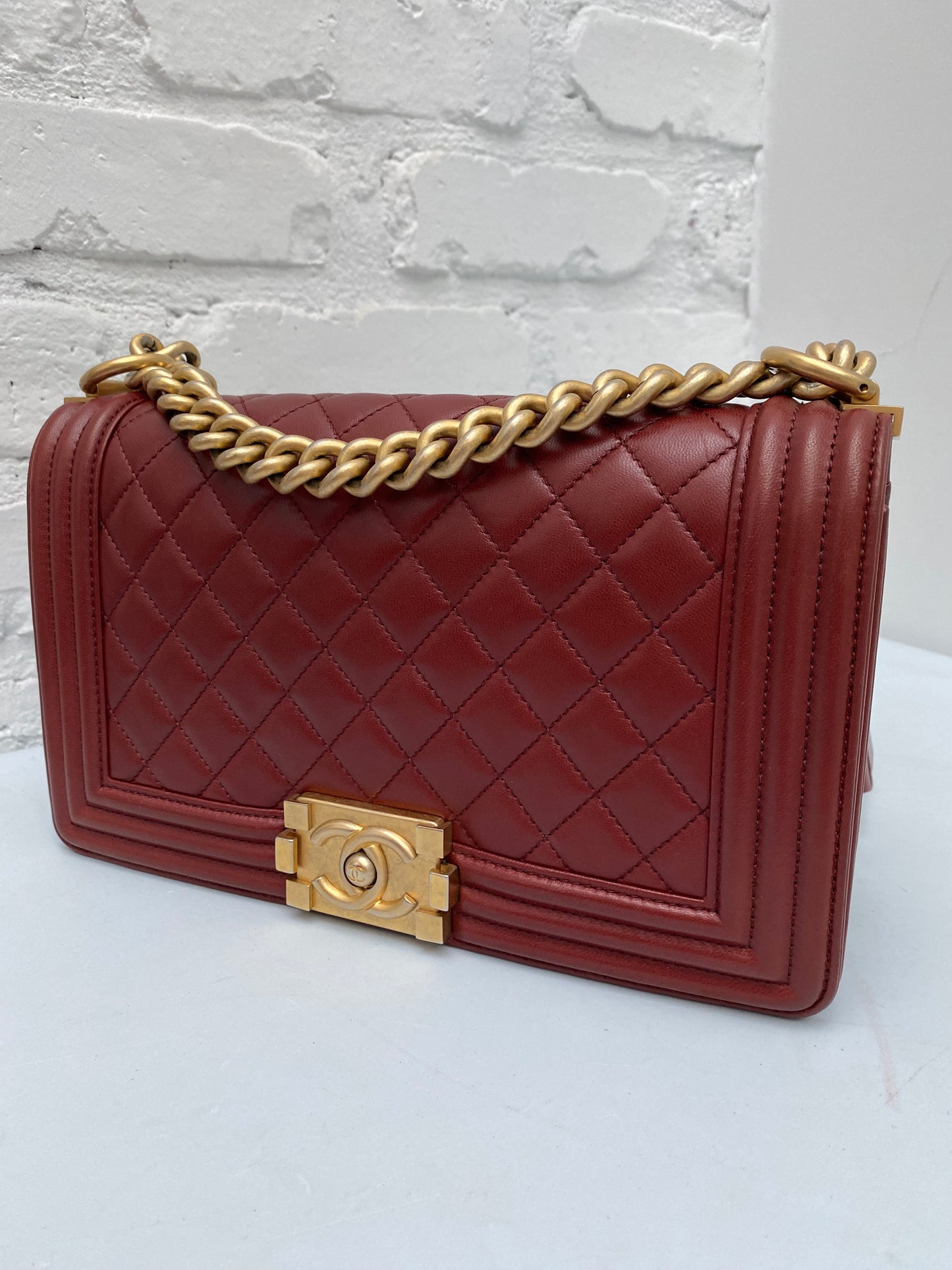 Chanel Burgundy Boy Bag GHW